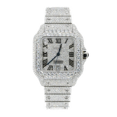 Cartier Diamond Customised Watch Silver Roman Dial