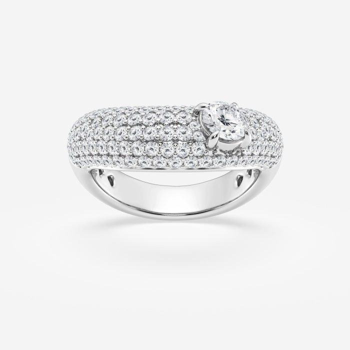 1 12 ctw Round Lab Grown Diamond Crescent Shape Pave Fashion Ring