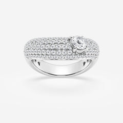 1 12 ctw Round Lab Grown Diamond Crescent Shape Pave Fashion Ring