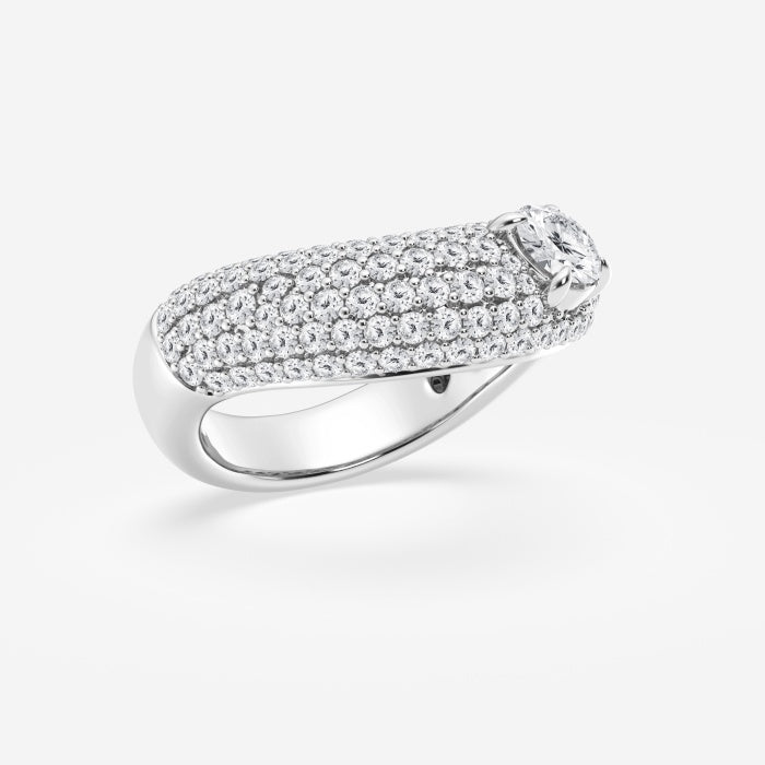 1 12 ctw Round Lab Grown Diamond Crescent Shape Pave Fashion Ring