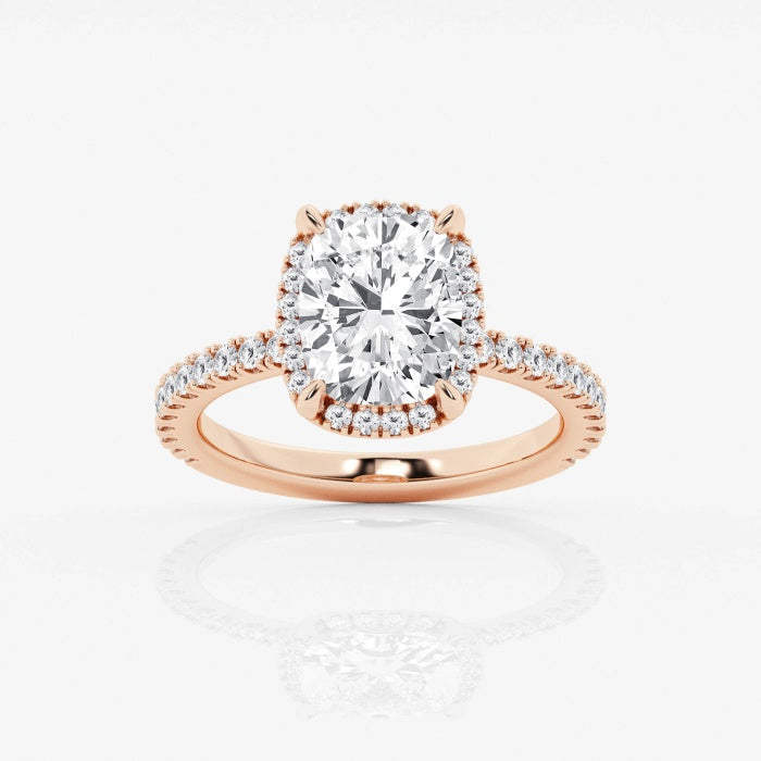 Badgley Mischka Near-Colorless 3 25 ctw Elongated Cushion Lab Grown Diamond Halo Engagement Ring