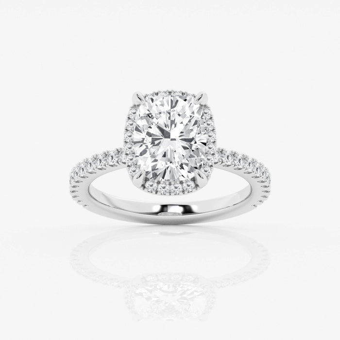 Badgley Mischka Near-Colorless 3 25 ctw Elongated Cushion Lab Grown Diamond Halo Engagement Ring