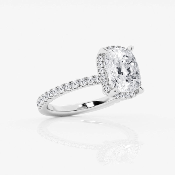 Badgley Mischka Near-Colorless 3 25 ctw Elongated Cushion Lab Grown Diamond Halo Engagement Ring