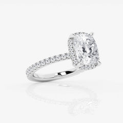 Badgley Mischka Near-Colorless 3 25 ctw Elongated Cushion Lab Grown Diamond Halo Engagement Ring