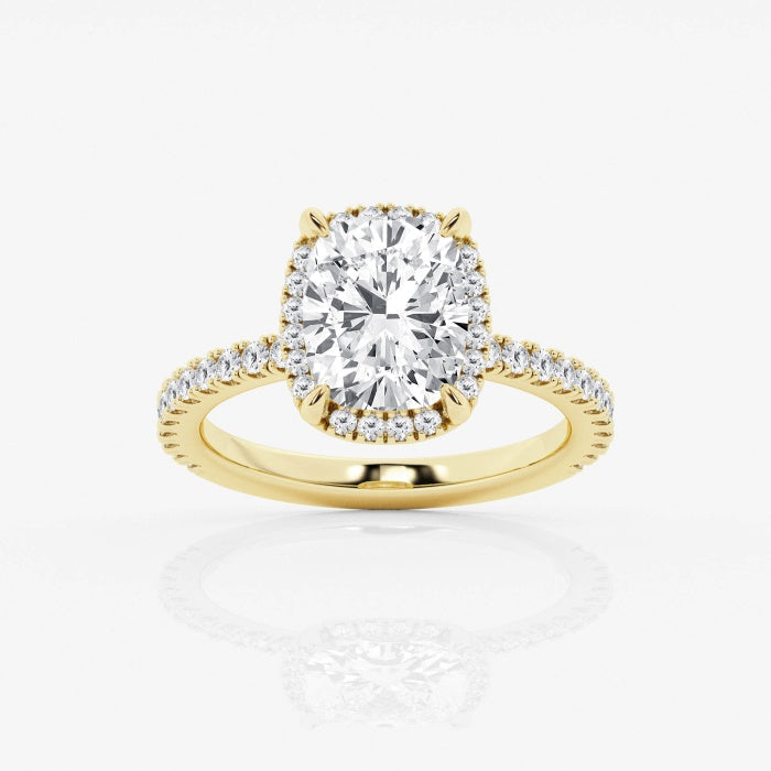 Badgley Mischka Near-Colorless 3 25 ctw Elongated Cushion Lab Grown Diamond Halo Engagement Ring