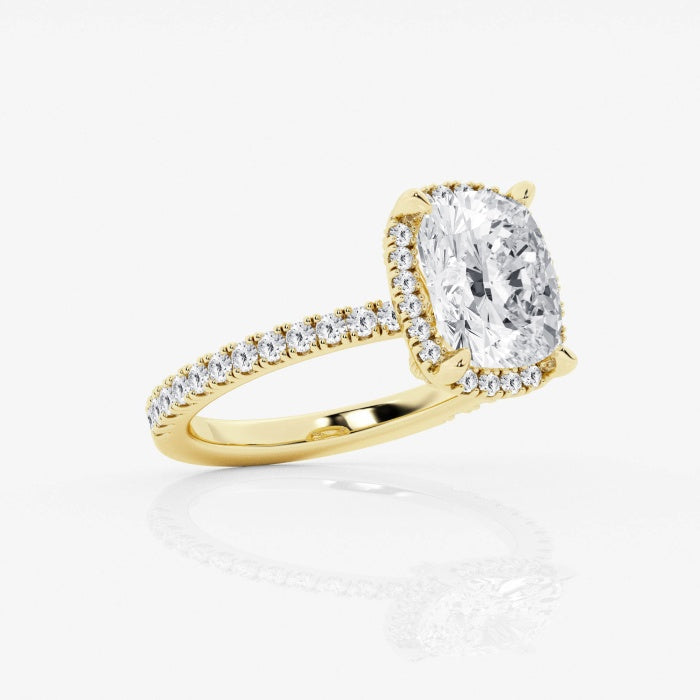 Badgley Mischka Near-Colorless 3 25 ctw Elongated Cushion Lab Grown Diamond Halo Engagement Ring