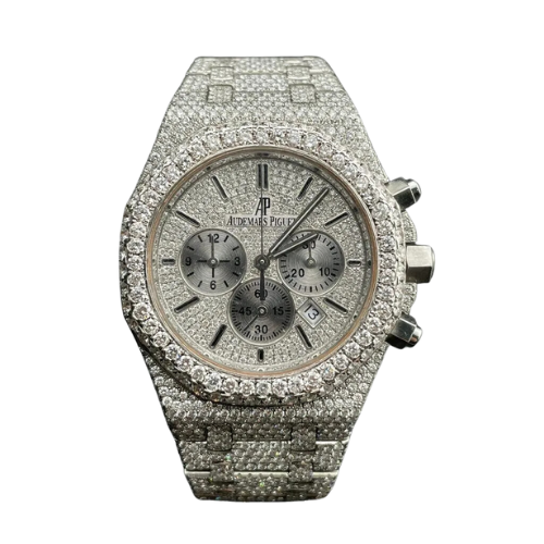Audemars Piguet Customised Diamond Watch Silver Dial and Chain