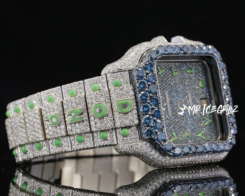 cartier-blue-dial-round-41mm-vvs-moissanite-diamond-watch