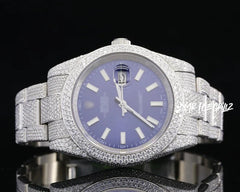 rolex-blue-dial-round-41mm-vvs-moissanite-diamond-watch